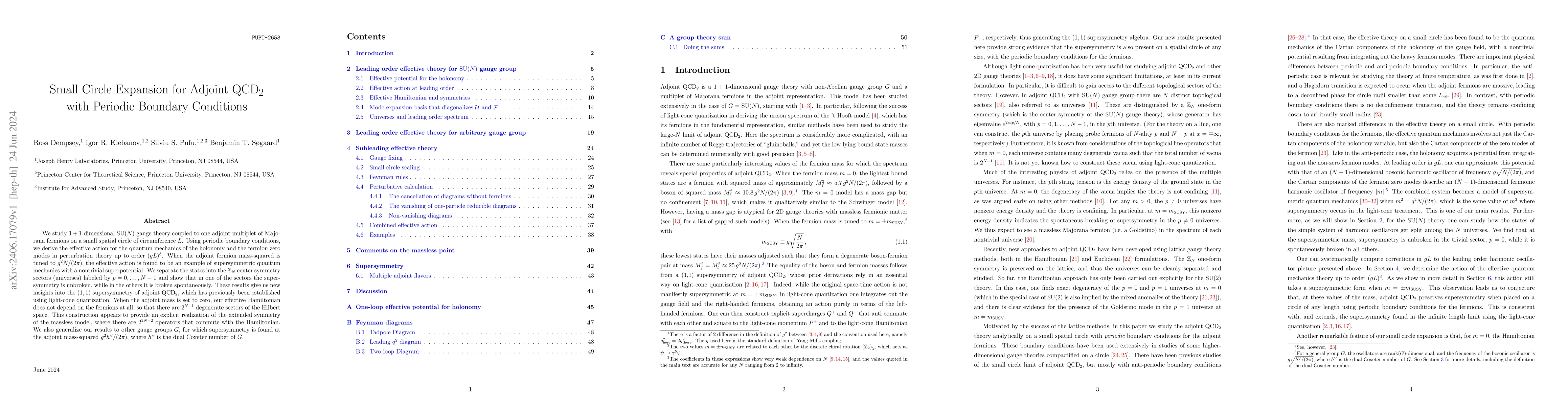 Thumbnail for Small Circle Expansion for Adjoint QCD$_2$ with Periodic Boundary
  Conditions