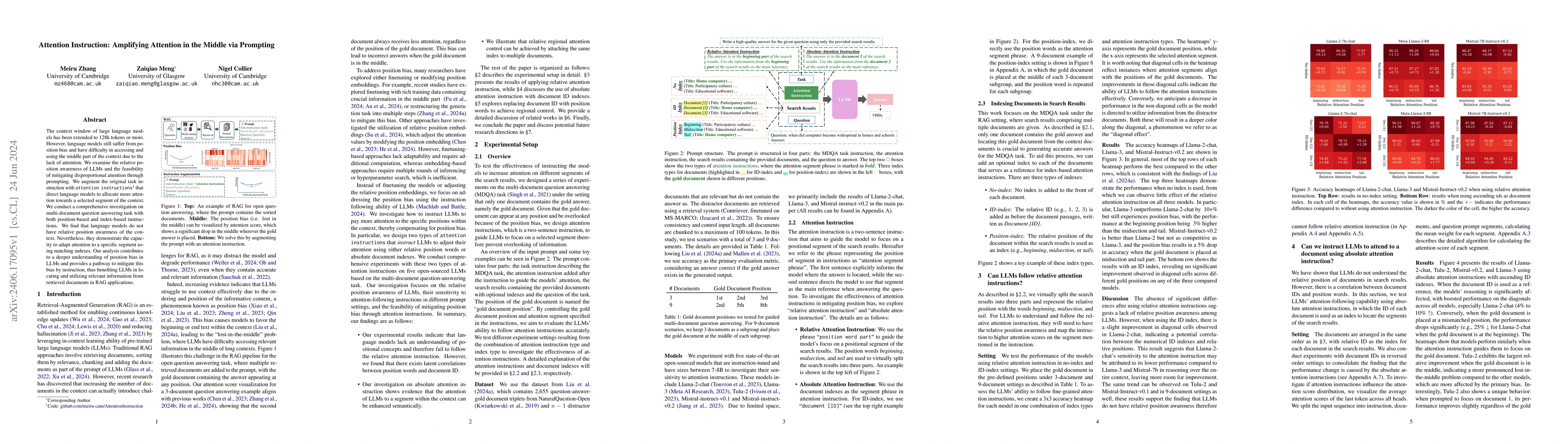Thumbnail for Attention Instruction: Amplifying Attention in the Middle via Prompting