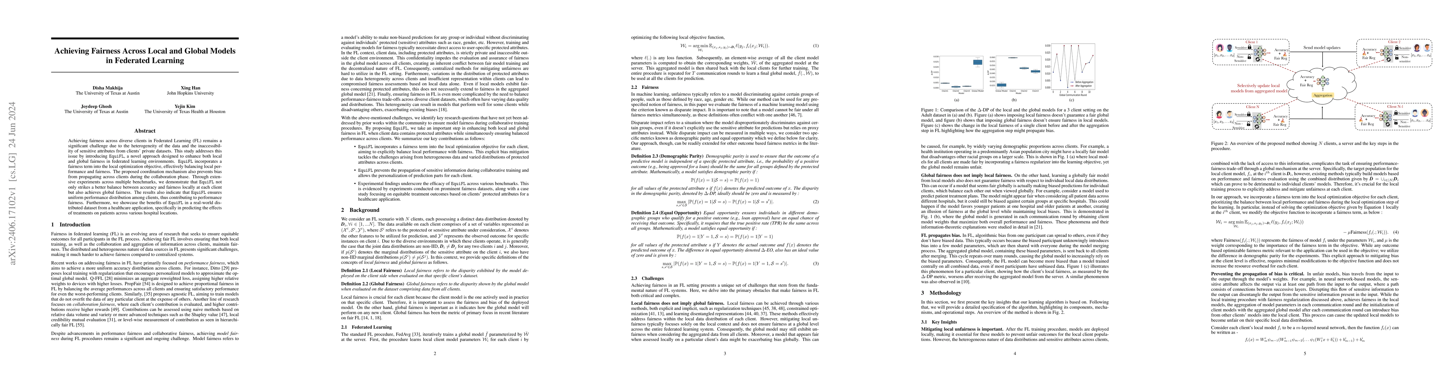 Thumbnail for Achieving Fairness Across Local and Global Models in Federated Learning