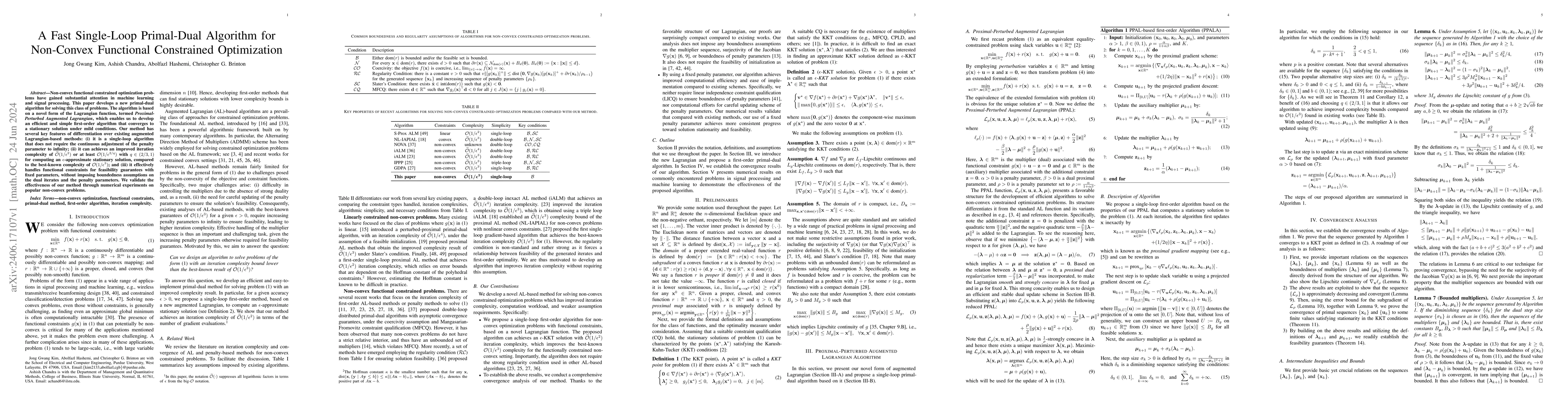 Thumbnail for A Fast Single-Loop Primal-Dual Algorithm for Non-Convex Functional
  Constrained Optimization
