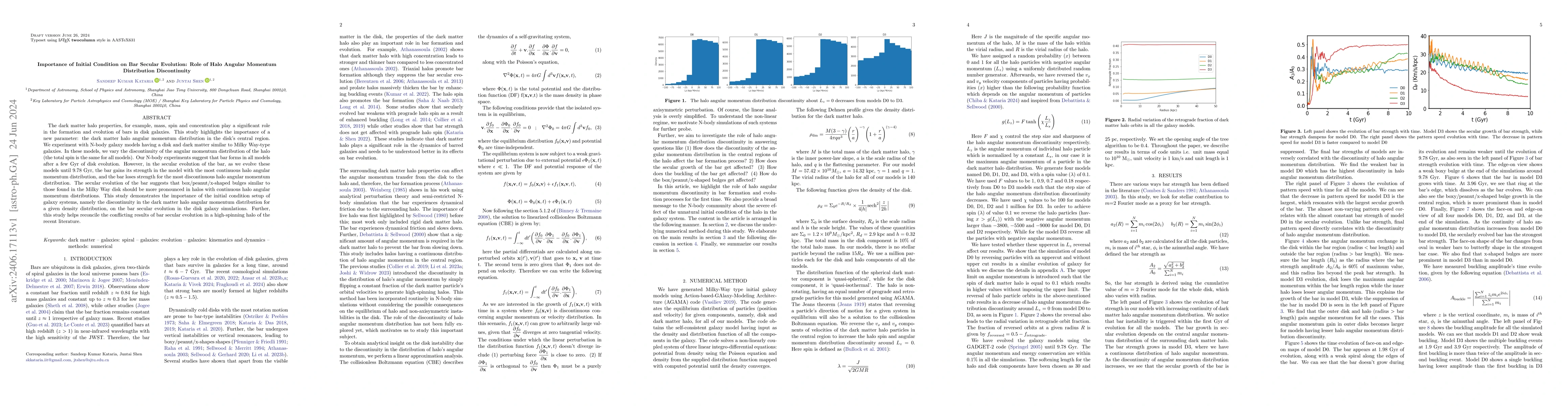 Thumbnail for Importance of Initial Condition on Bar Secular Evolution: Role of Halo
  Angular Momentum Distribution Discontinuity