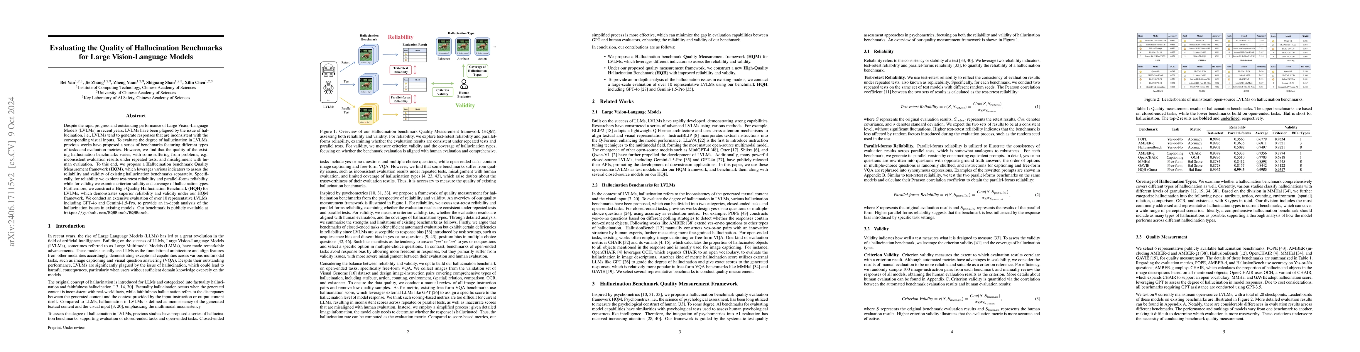 Thumbnail for Evaluating the Quality of Hallucination Benchmarks for Large
  Vision-Language Models