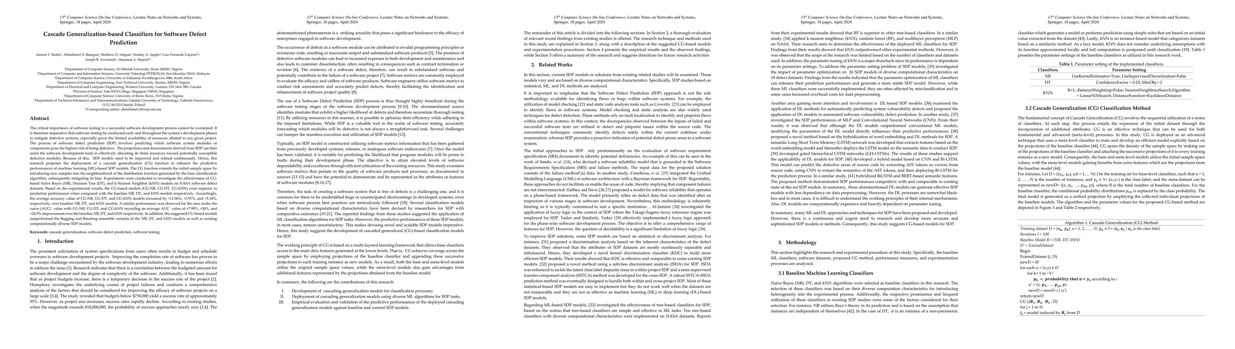 Thumbnail for Cascade Generalization-based Classifiers for Software Defect Prediction