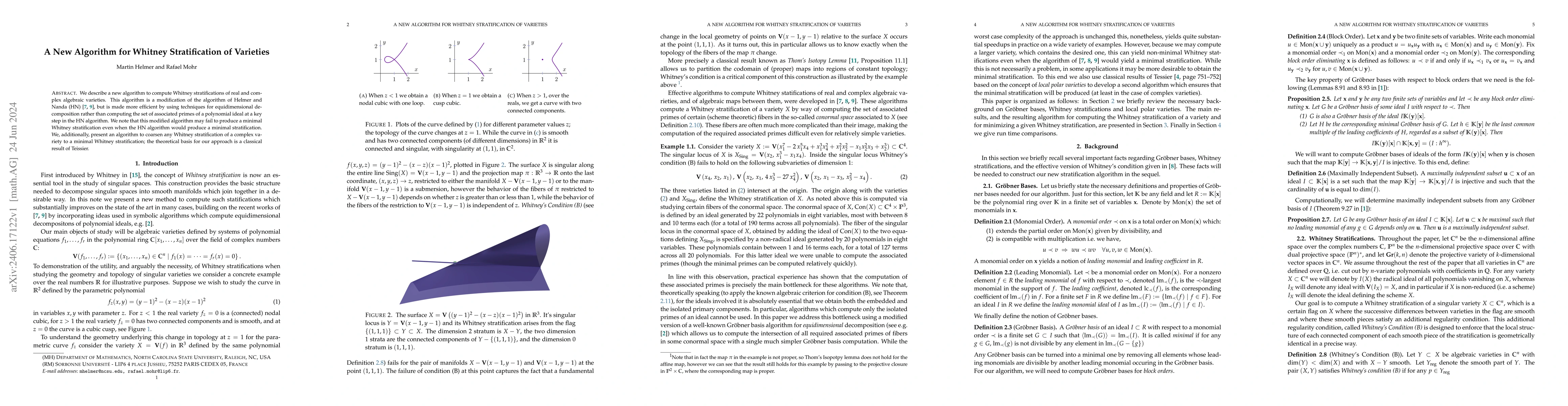 Thumbnail for A New Algorithm for Whitney Stratification of Varieties