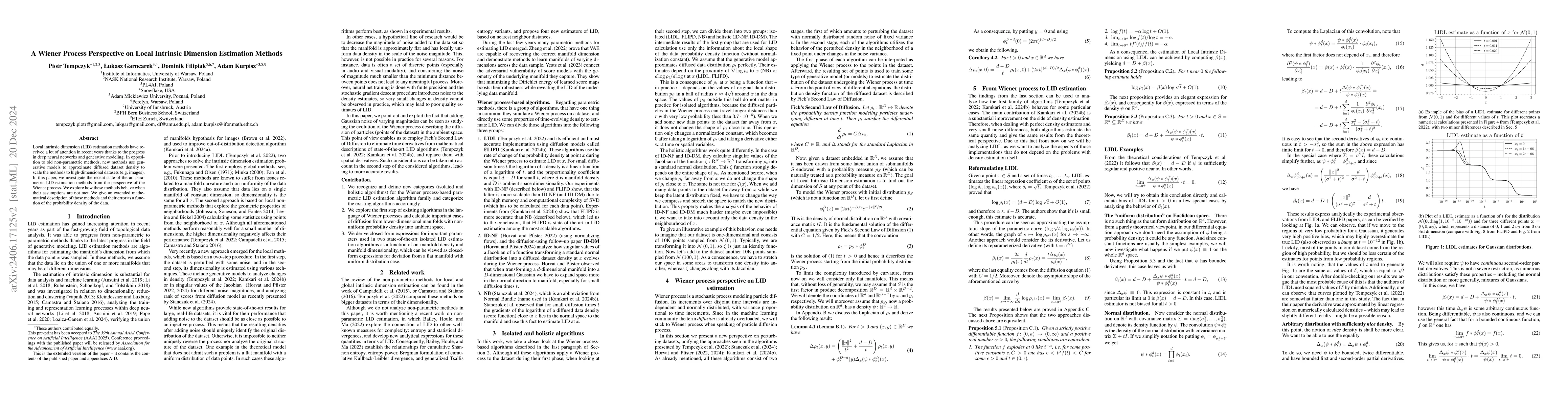 Thumbnail for A Wiener process perspective on local intrinsic dimension estimation
  methods