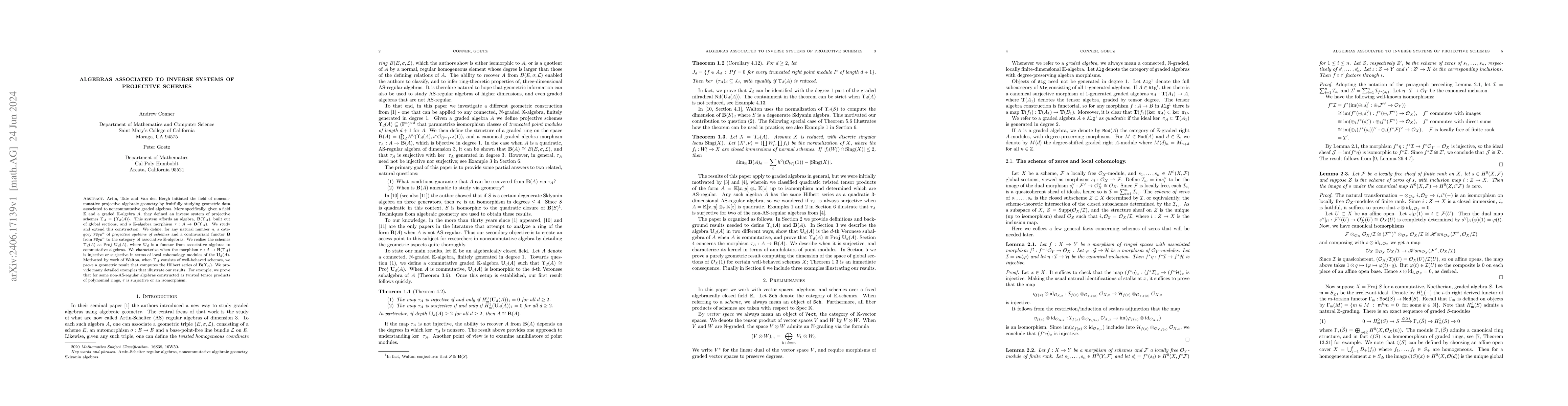 Thumbnail for Algebras Associated to Inverse Systems of Projective Schemes