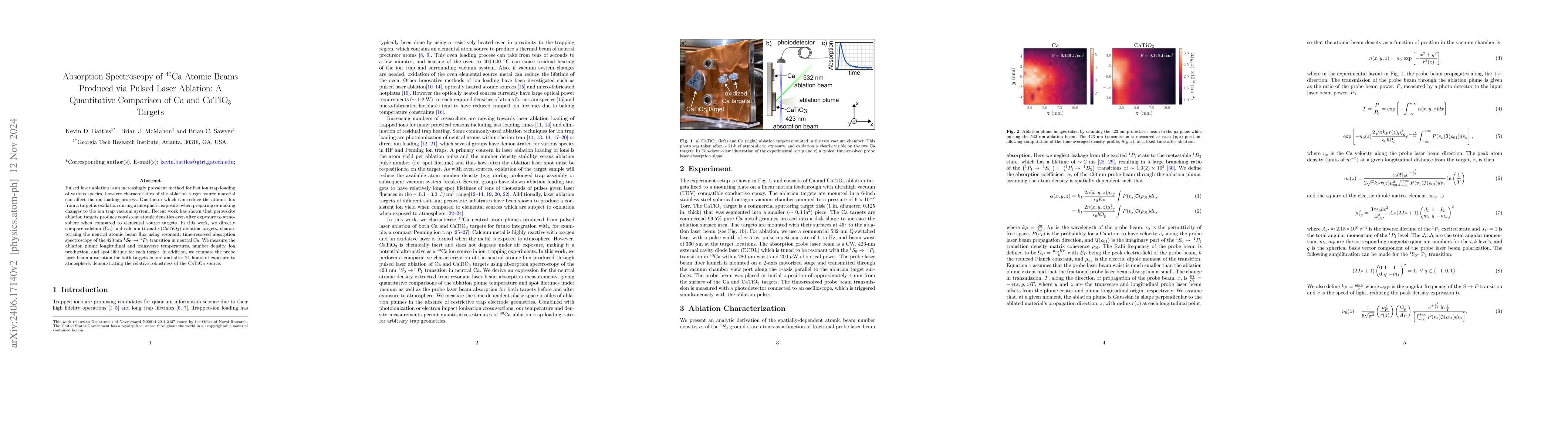Thumbnail for Absorption Spectroscopy of $^{40}$Ca Atomic Beams Produced via Pulsed
  Laser Ablation: A Quantitative Comparison of Ca and CaTiO$_3$ Targets