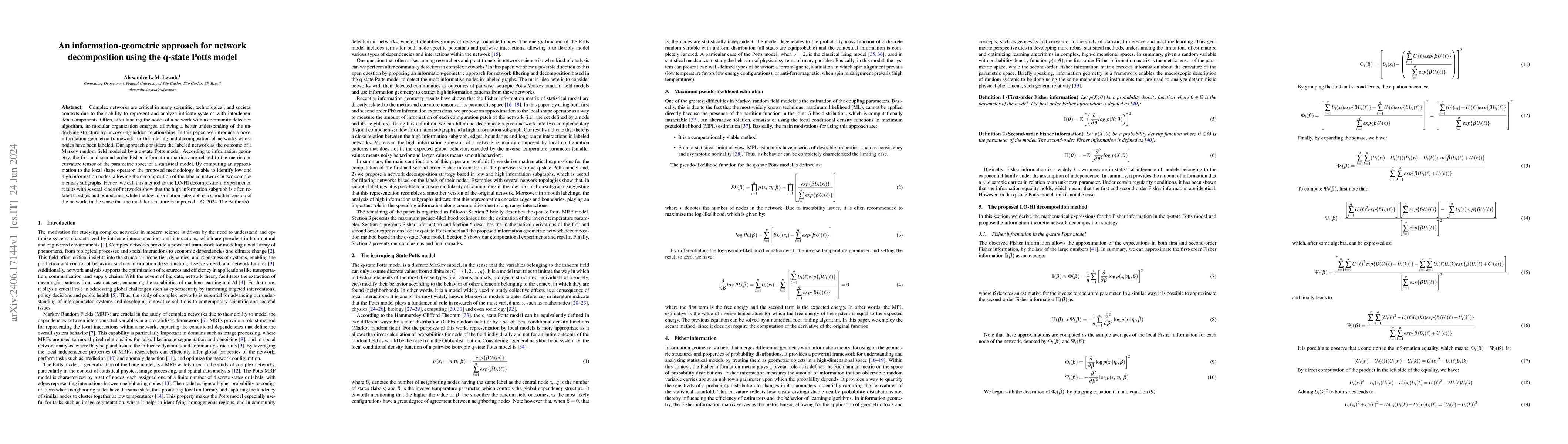 Thumbnail for An information-geometric approach for network decomposition using the
  q-state Potts model