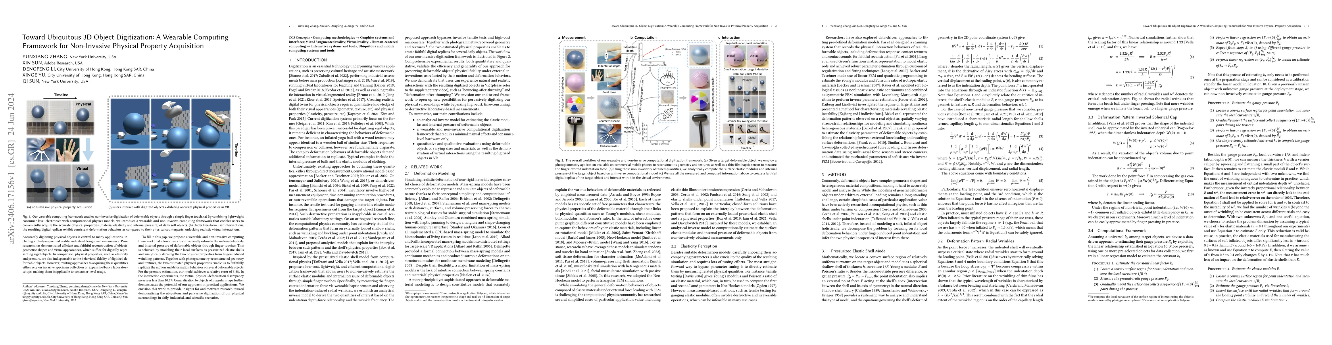 Thumbnail for Toward Ubiquitous 3D Object Digitization: A Wearable Computing Framework
  for Non-Invasive Physical Property Acquisition