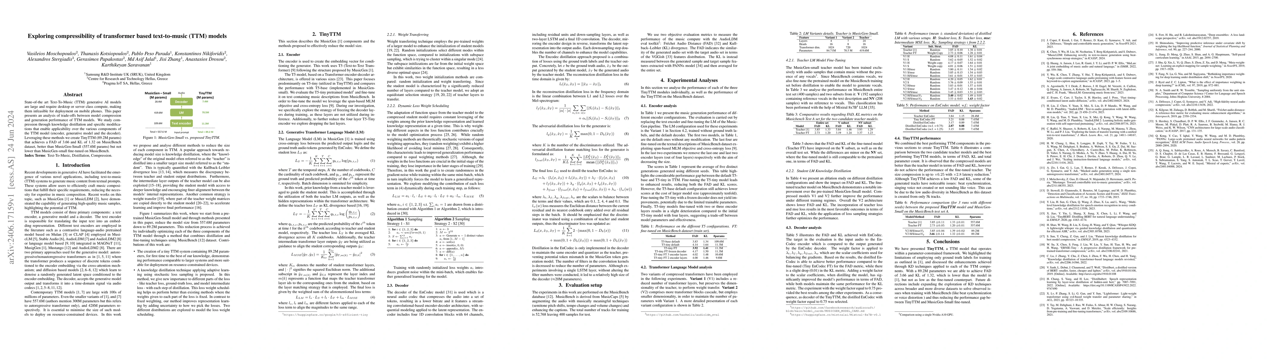Thumbnail for Exploring compressibility of transformer based text-to-music (TTM)
  models