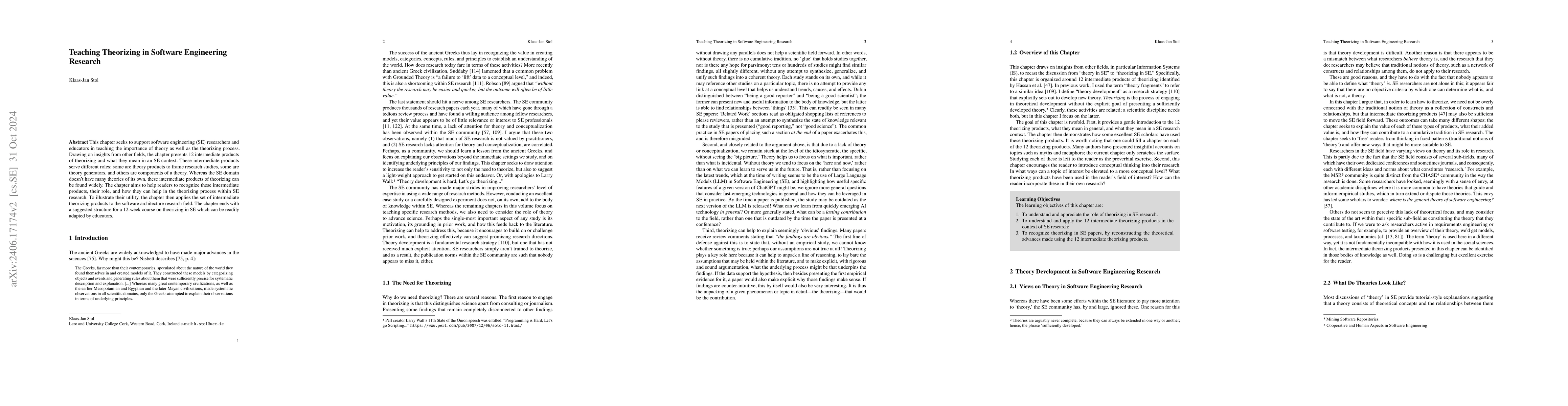 Thumbnail for Teaching Theorizing in Software Engineering Research