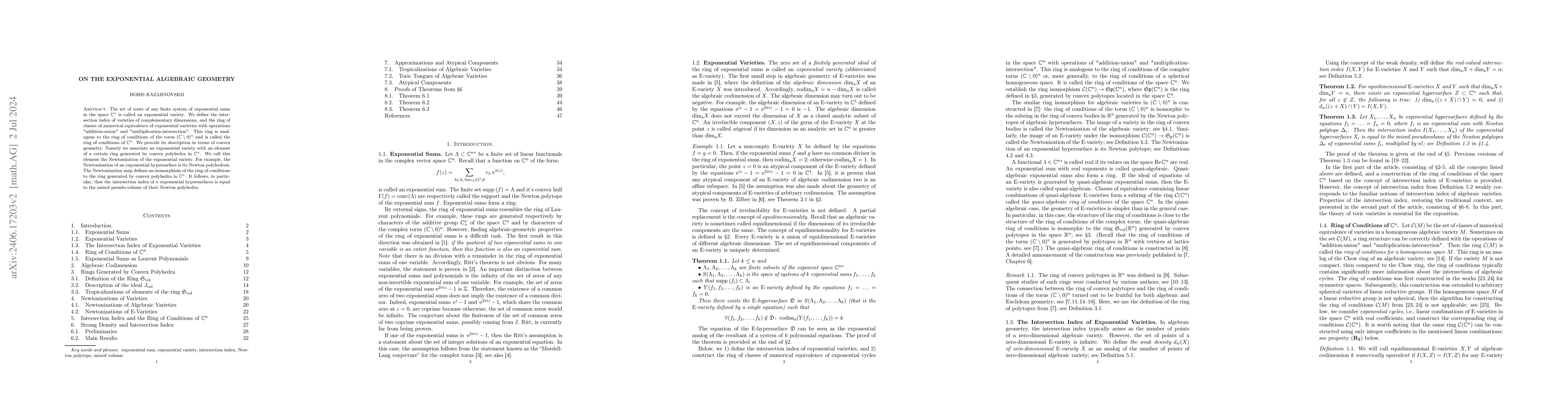 Thumbnail for On the exponential algebraic geometry