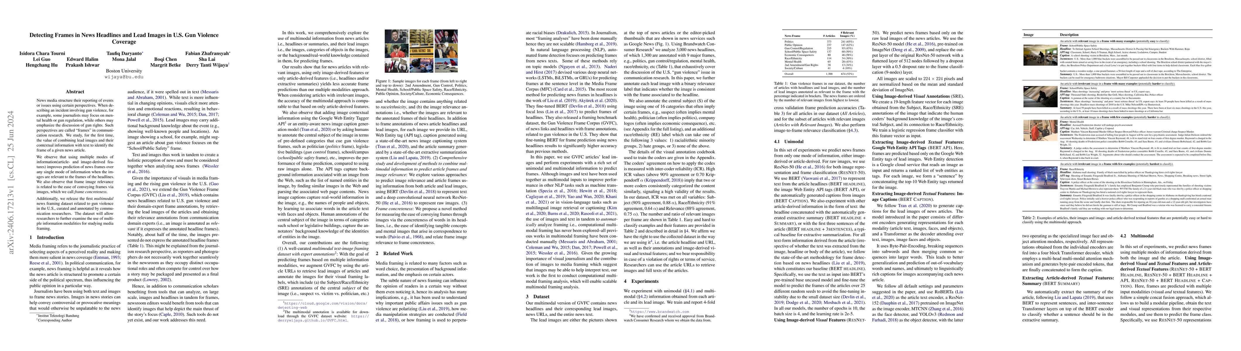 Thumbnail for Detecting Frames in News Headlines and Lead Images in U.S. Gun Violence
  Coverage