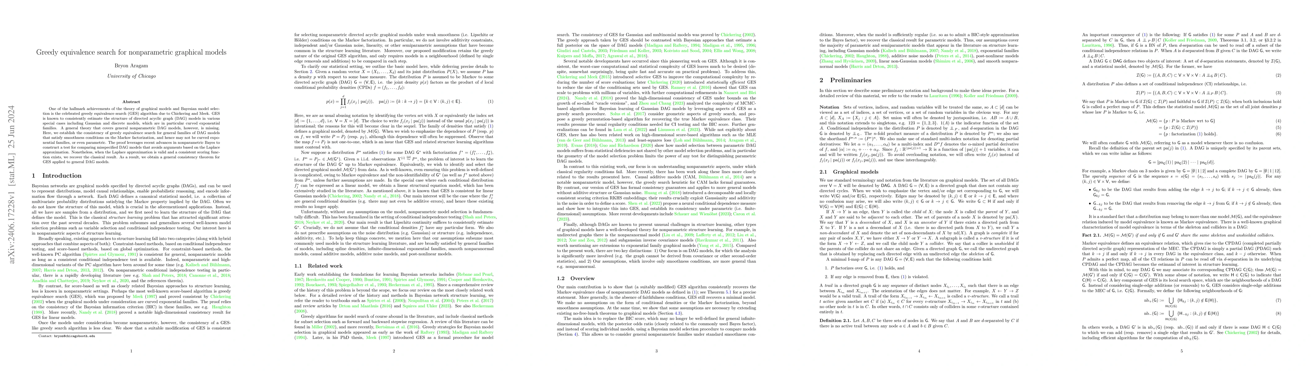 Thumbnail for Greedy equivalence search for nonparametric graphical models