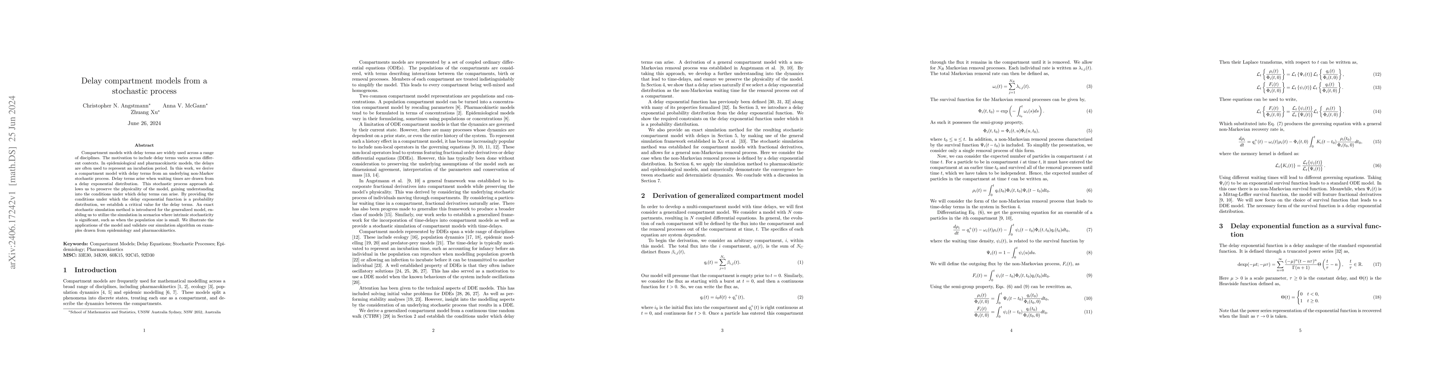 Thumbnail for Delay compartment models from a stochastic process