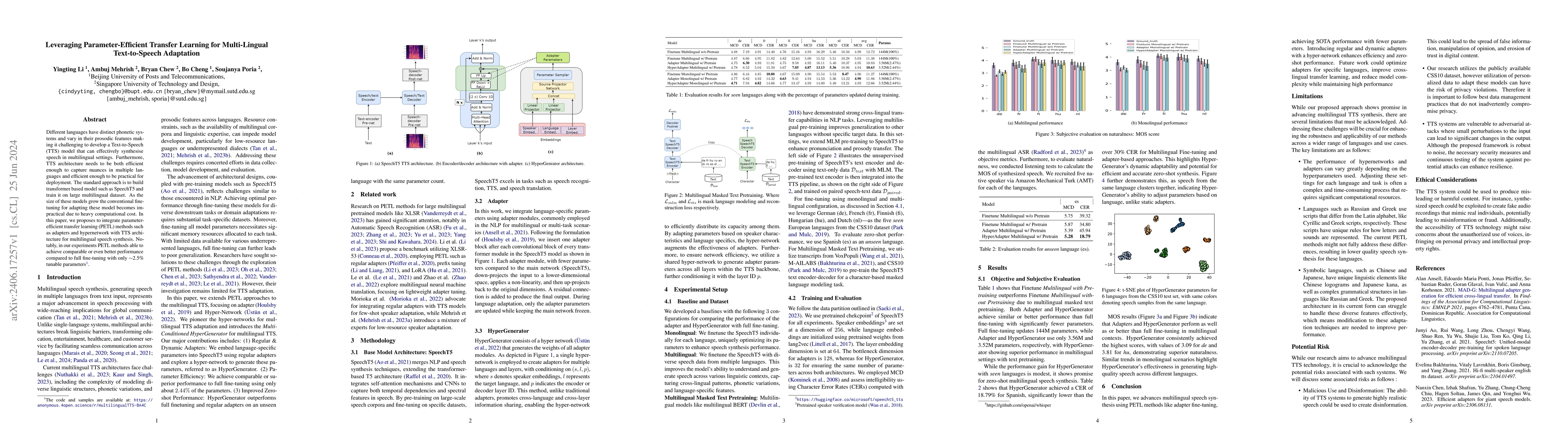 Thumbnail for Leveraging Parameter-Efficient Transfer Learning for Multi-Lingual
  Text-to-Speech Adaptation