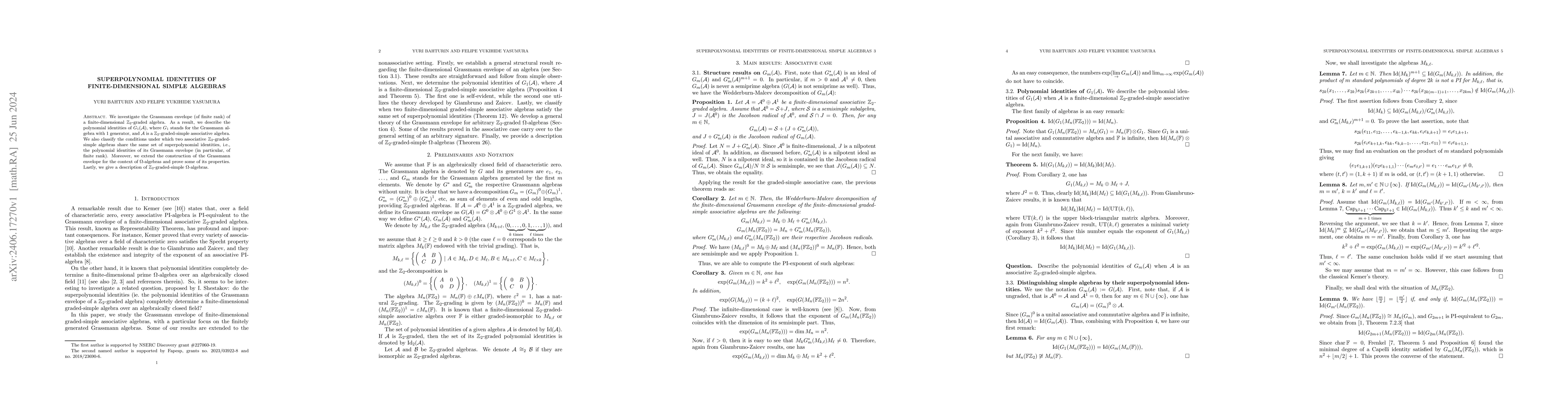 Thumbnail for Superpolynomial identities of finite-dimensional simple algebras