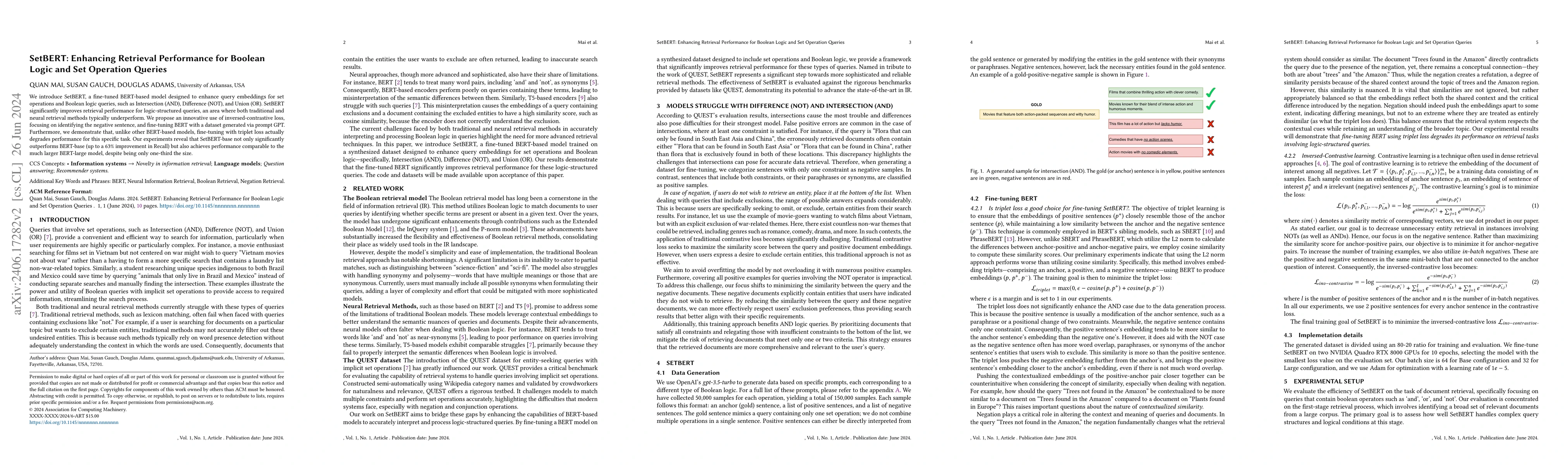 Thumbnail for SetBERT: Enhancing Retrieval Performance for Boolean Logic and Set
  Operation Queries