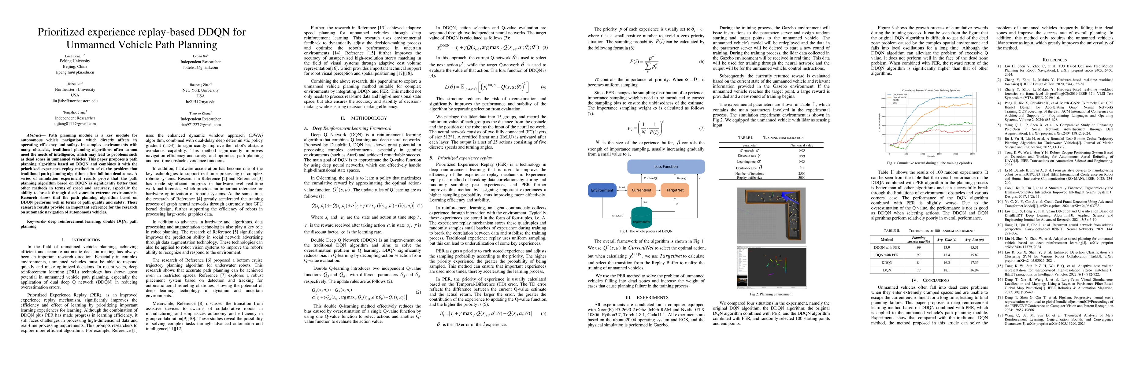 Thumbnail for Prioritized experience replay-based DDQN for Unmanned Vehicle Path
  Planning