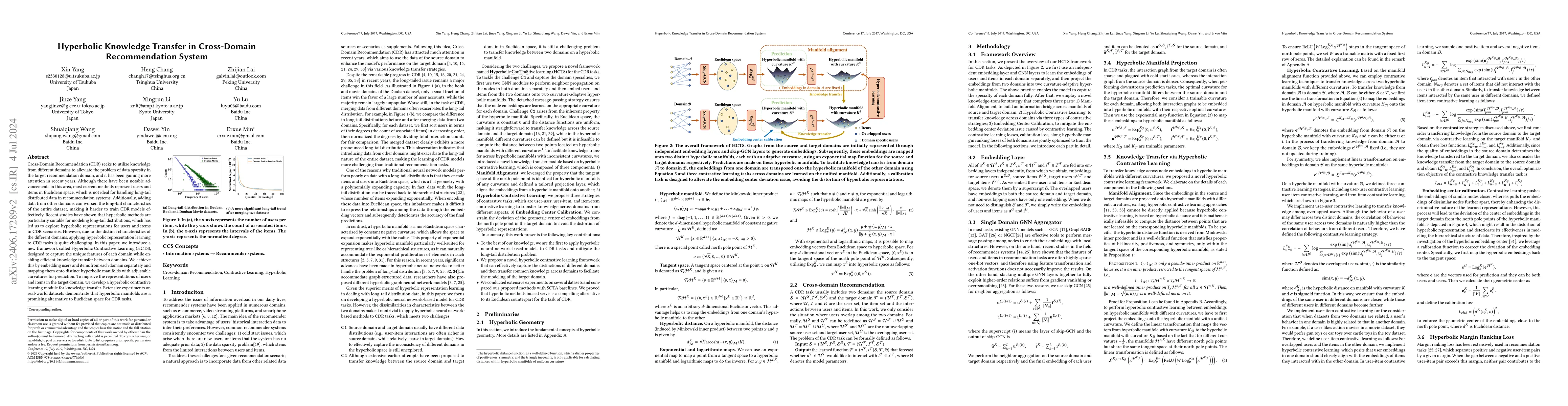 Thumbnail for Hyperbolic Knowledge Transfer in Cross-Domain Recommendation System