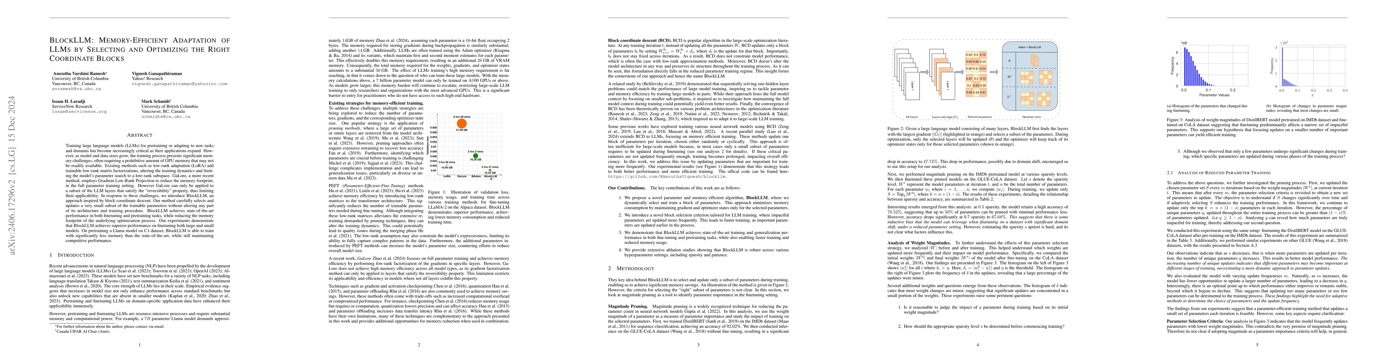 Thumbnail for BlockLLM: Memory-Efficient Adaptation of LLMs by Selecting and
  Optimizing the Right Coordinate Blocks