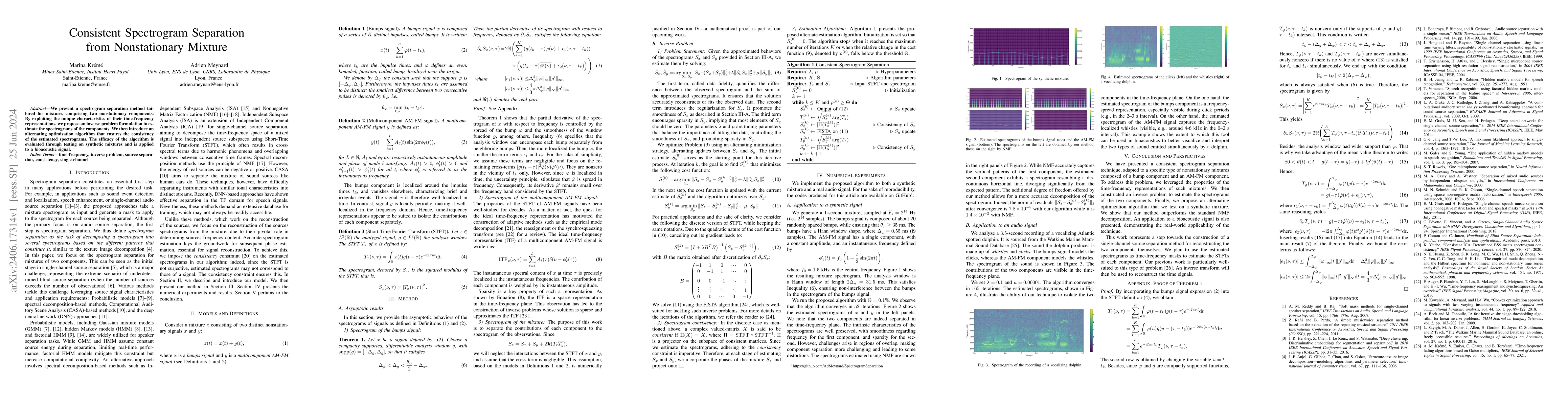 Thumbnail for Consistent Spectrogram Separation from Nonstationary Mixture