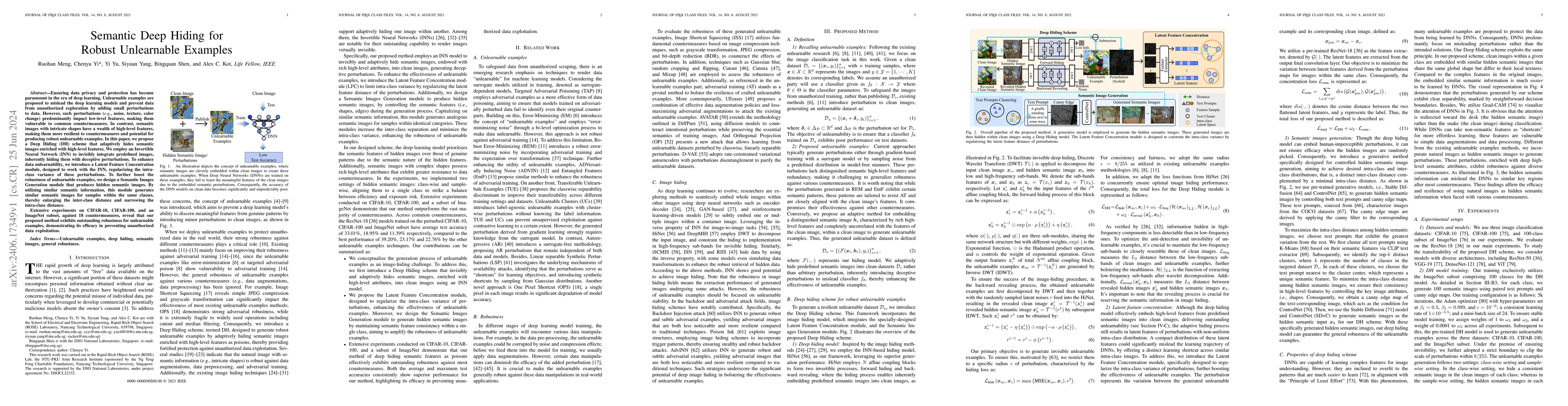 Thumbnail for Semantic Deep Hiding for Robust Unlearnable Examples