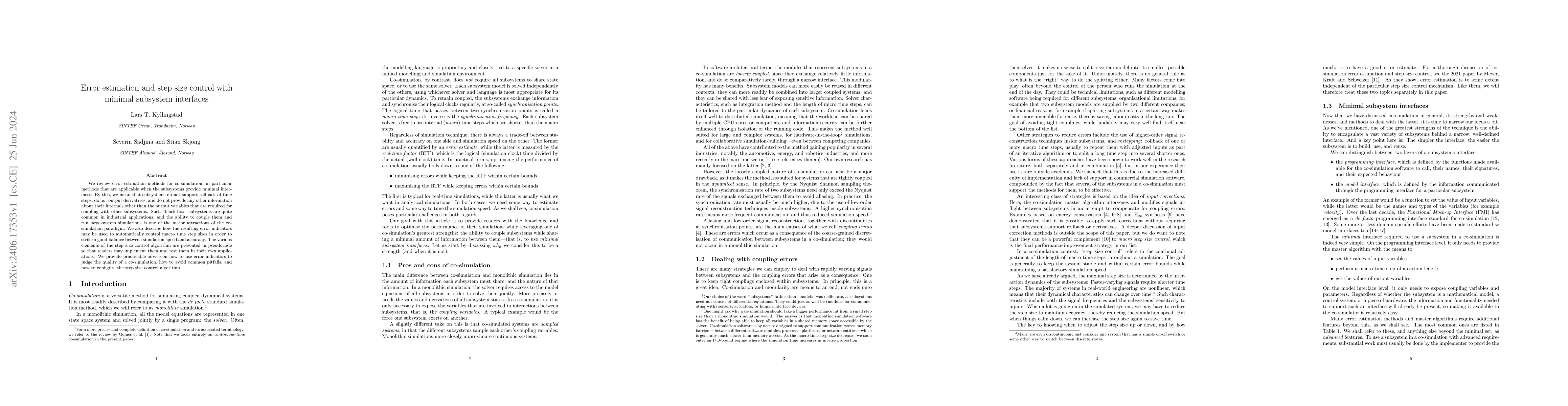 Thumbnail for Error estimation and step size control with minimal subsystem interfaces