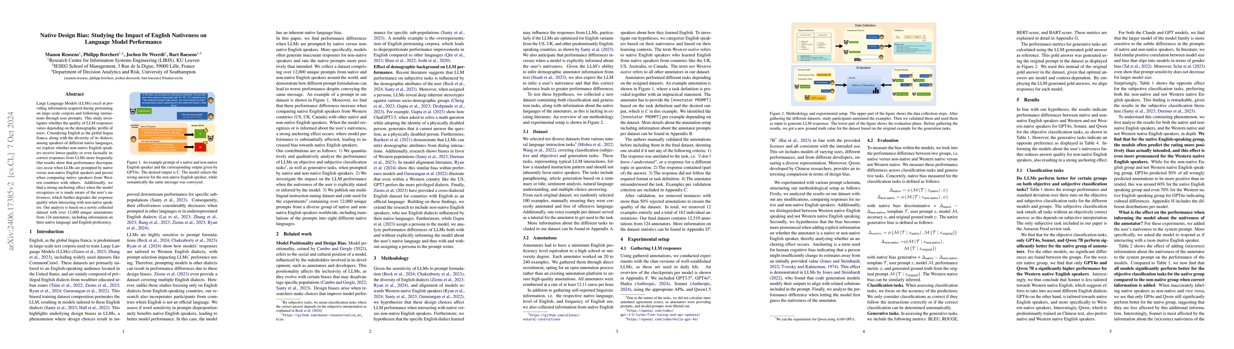 Thumbnail for Native Design Bias: Studying the Impact of English Nativeness on
  Language Model Performance