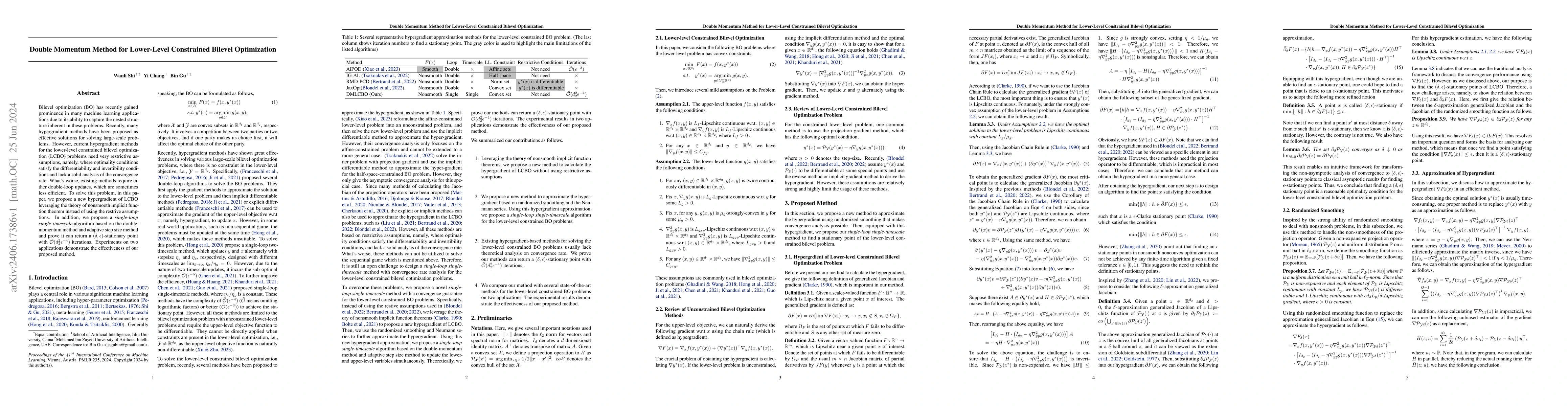 Thumbnail for Double Momentum Method for Lower-Level Constrained Bilevel Optimization