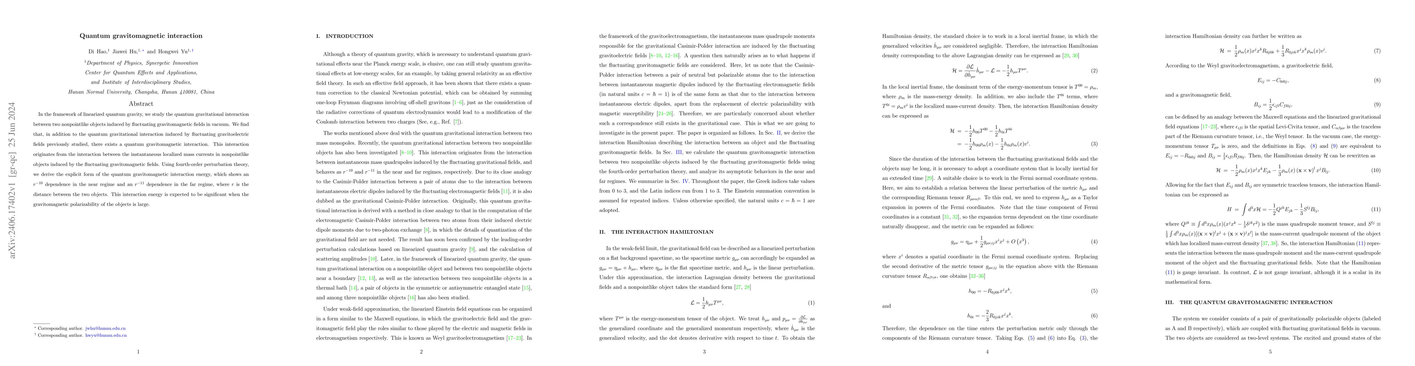 Thumbnail for Quantum gravitomagnetic interaction