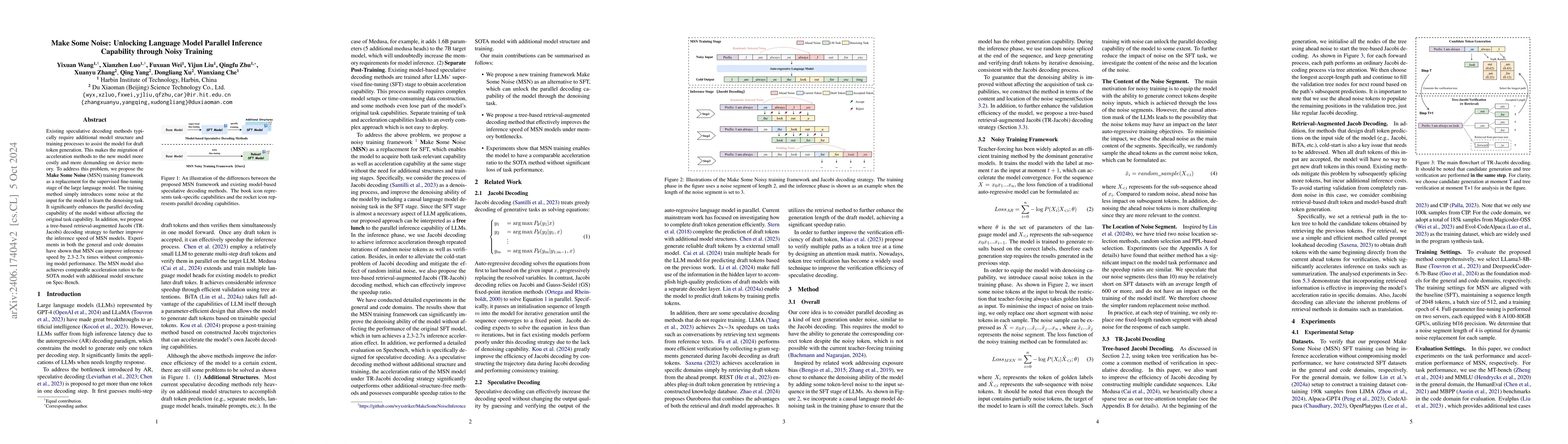 Thumbnail for Make Some Noise: Unlocking Language Model Parallel Inference Capability
  through Noisy Training
