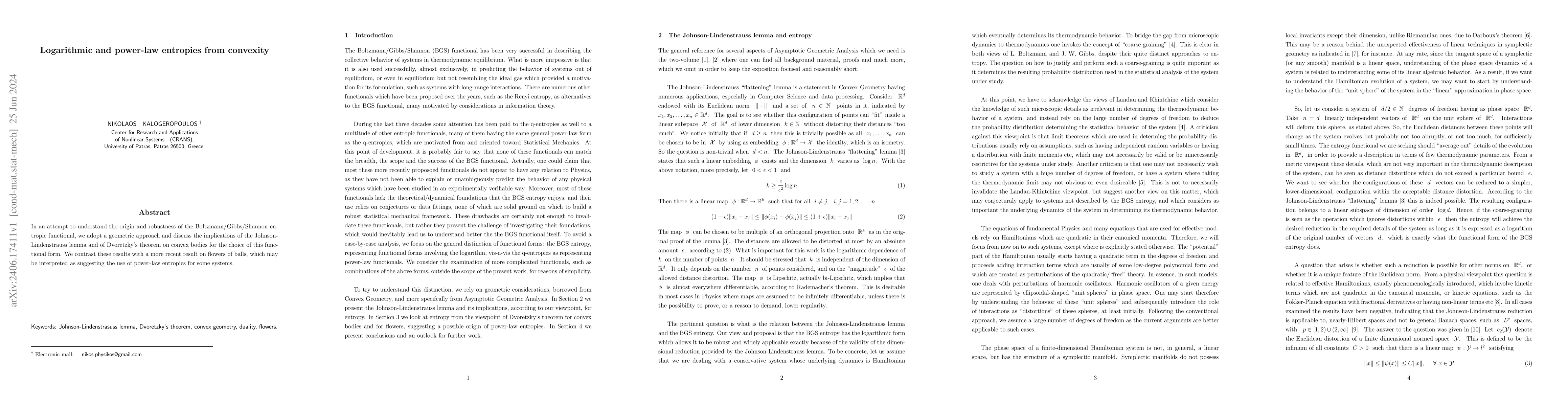 Thumbnail for Logarithmic and power-law entropies from convexity