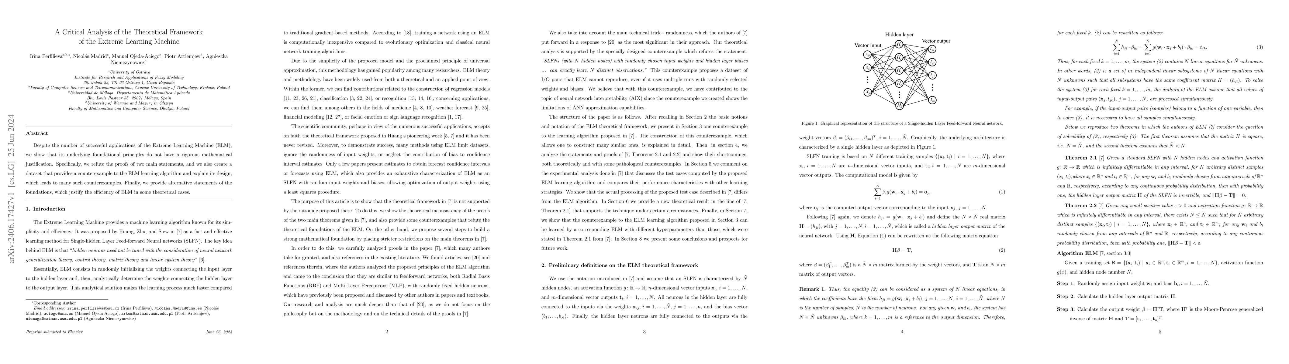 Thumbnail for A Critical Analysis of the Theoretical Framework of the Extreme Learning
  Machine