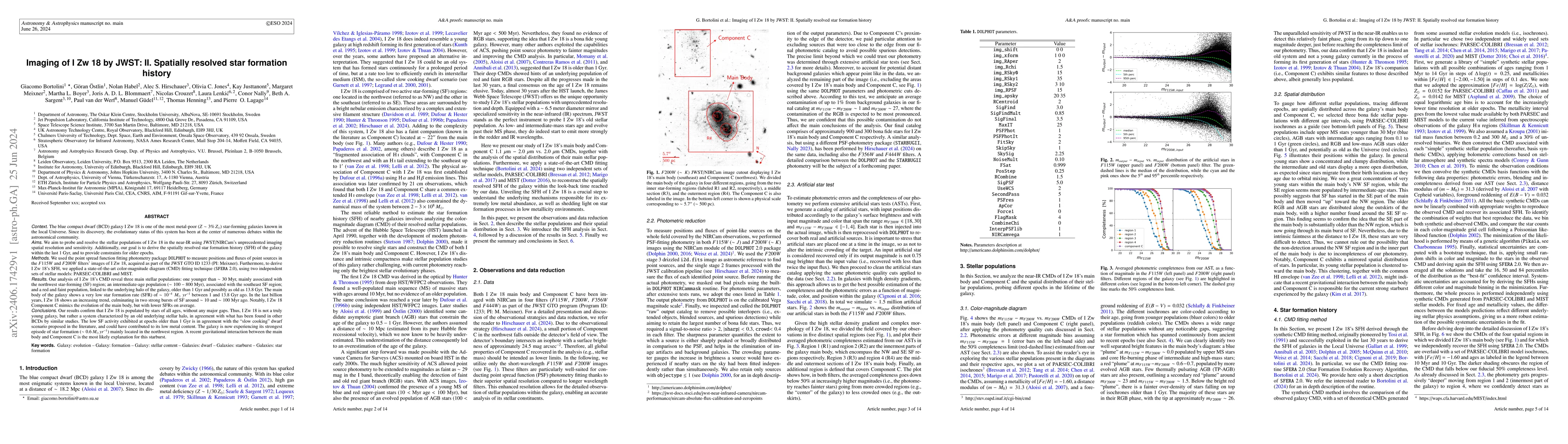 Thumbnail for Imaging of I Zw 18 by JWST: II. Spatially resolved star formation
  history