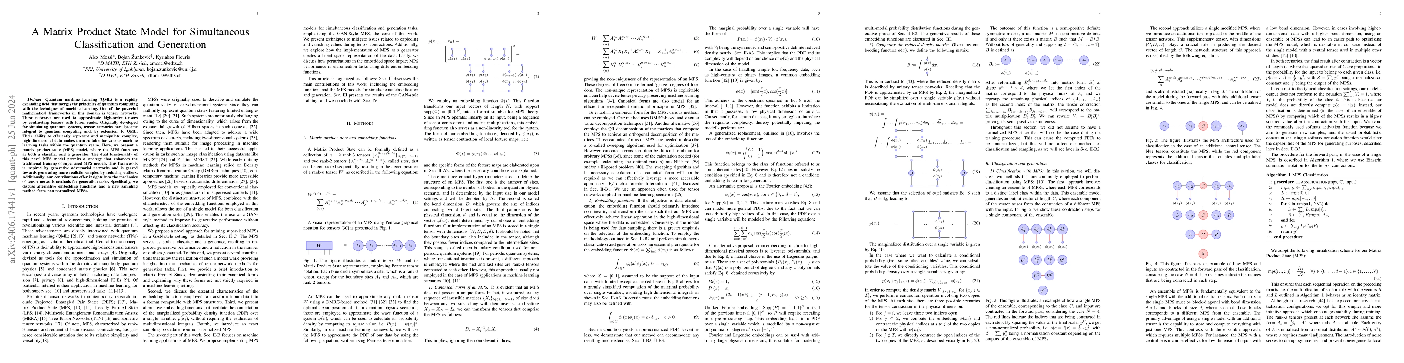 Thumbnail for A Matrix Product State Model for Simultaneous Classification and
  Generation