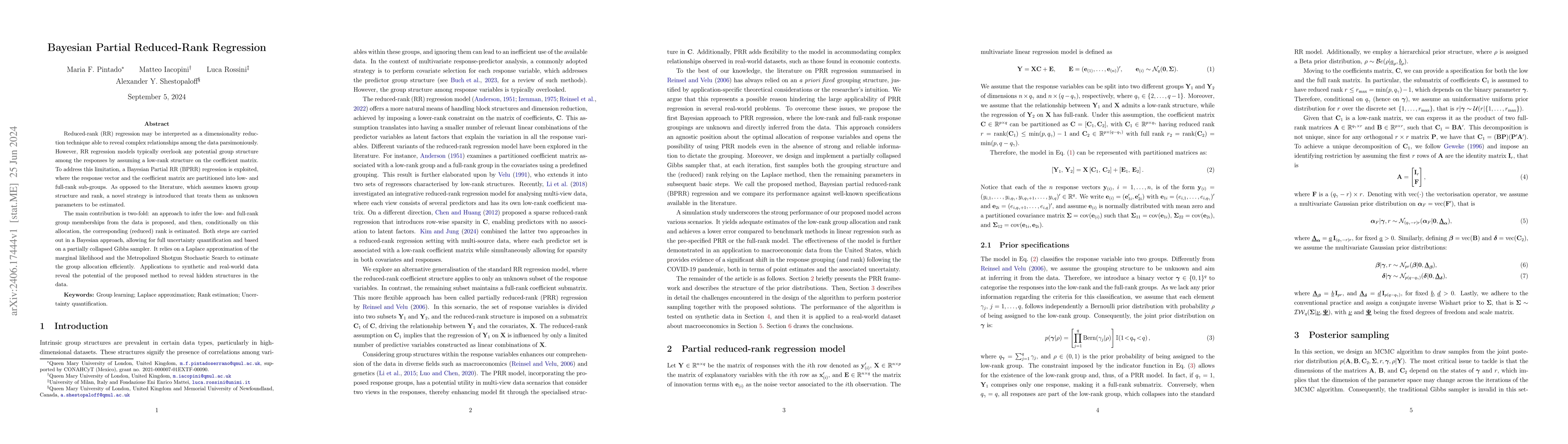 Thumbnail for Bayesian Partial Reduced-Rank Regression