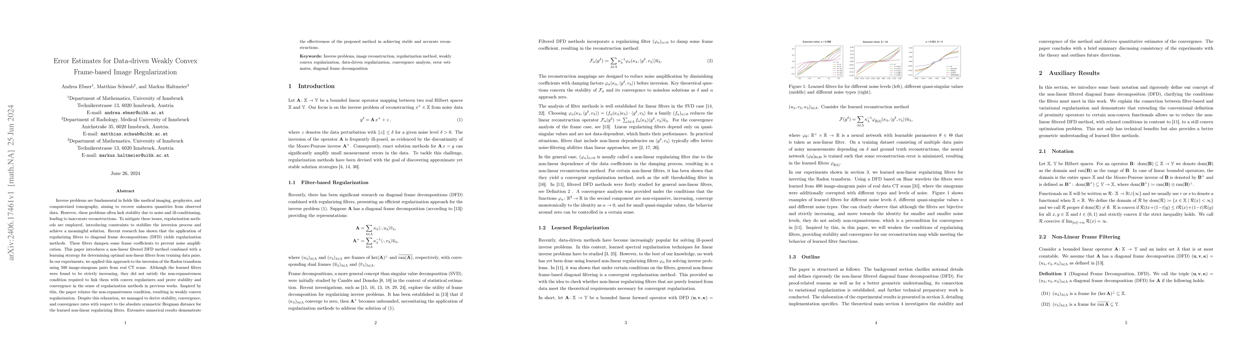 Thumbnail for Error Estimates for Data-driven Weakly Convex Frame-based Image
  Regularization