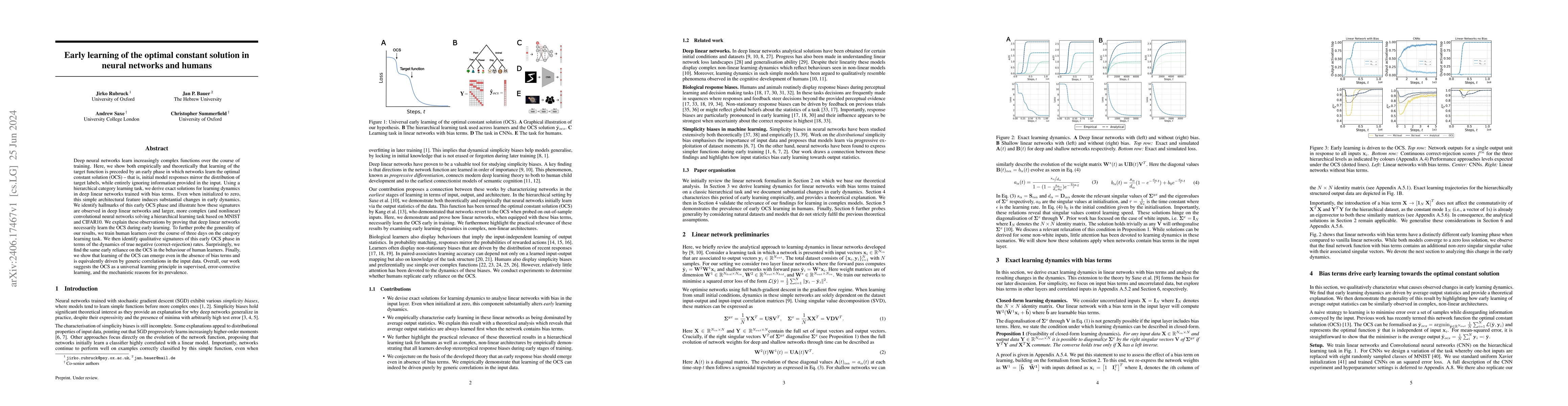 Thumbnail for Early learning of the optimal constant solution in neural networks and
  humans
