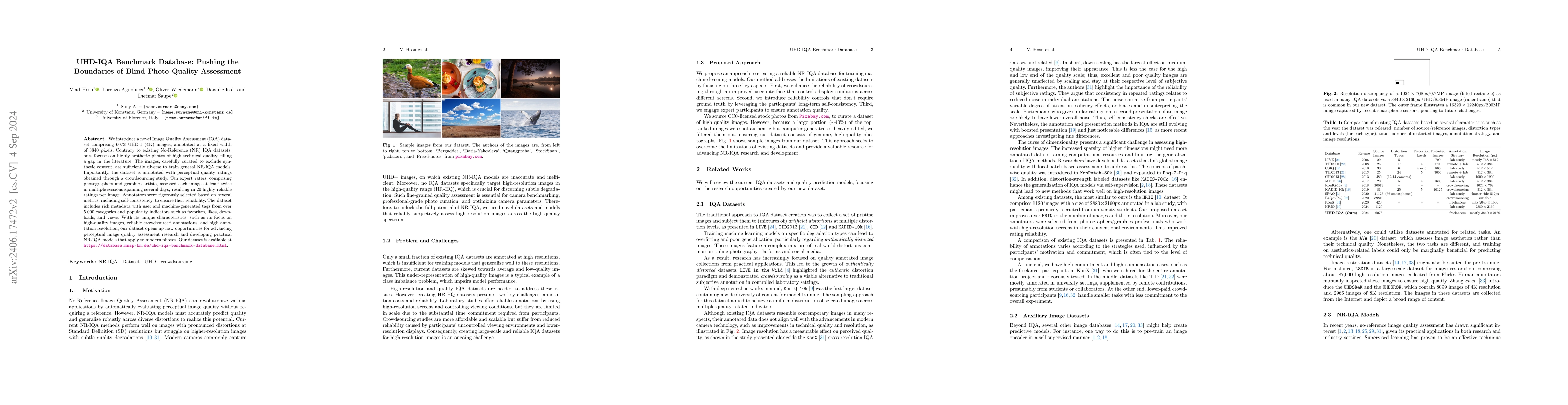 Thumbnail for UHD-IQA Benchmark Database: Pushing the Boundaries of Blind Photo
  Quality Assessment