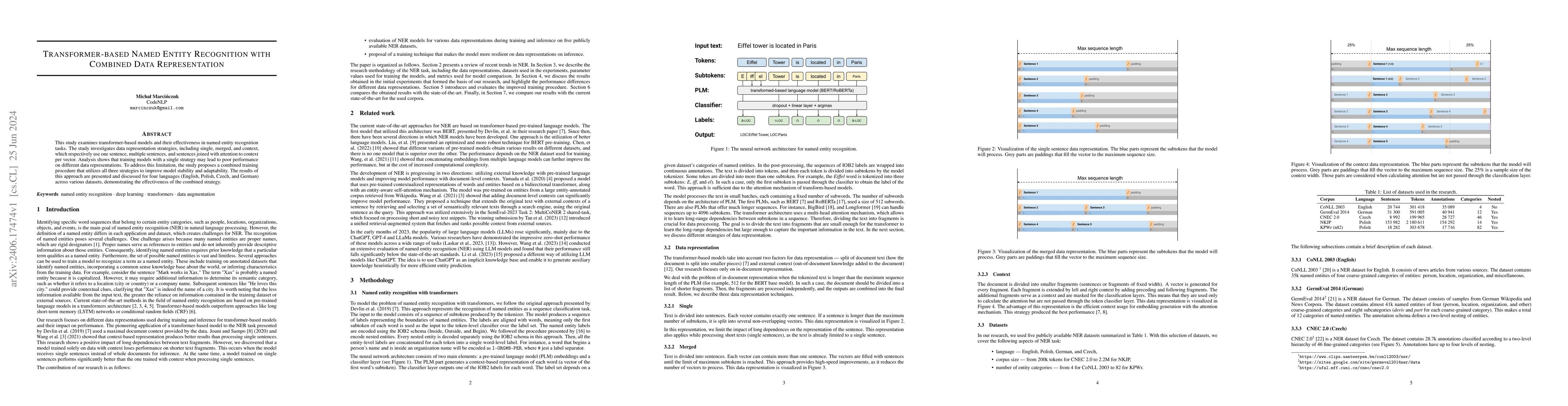 Thumbnail for Transformer-based Named Entity Recognition with Combined Data
  Representation