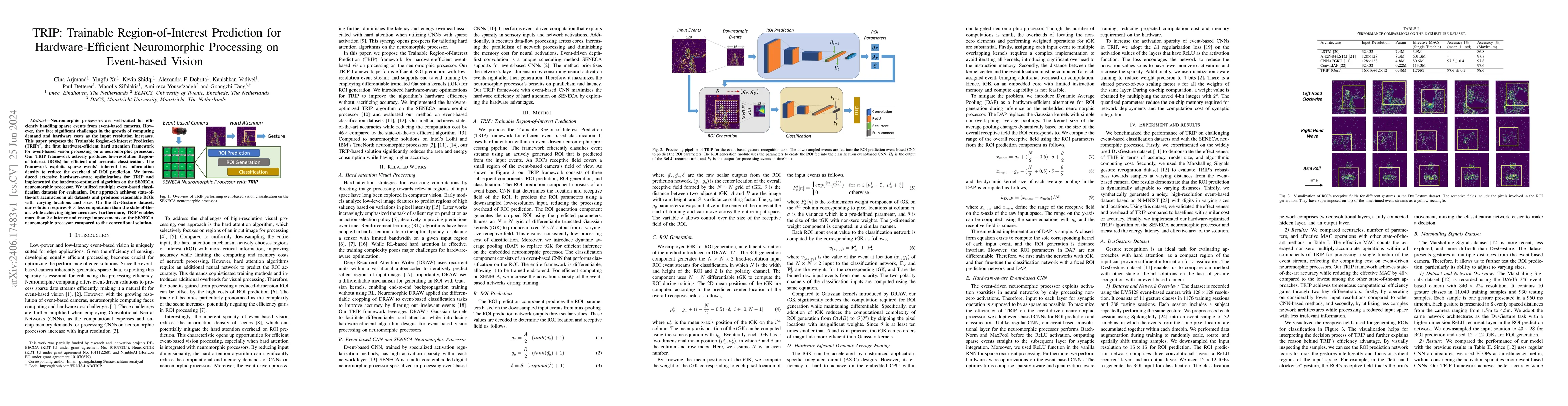 Thumbnail for TRIP: Trainable Region-of-Interest Prediction for Hardware-Efficient
  Neuromorphic Processing on Event-based Vision