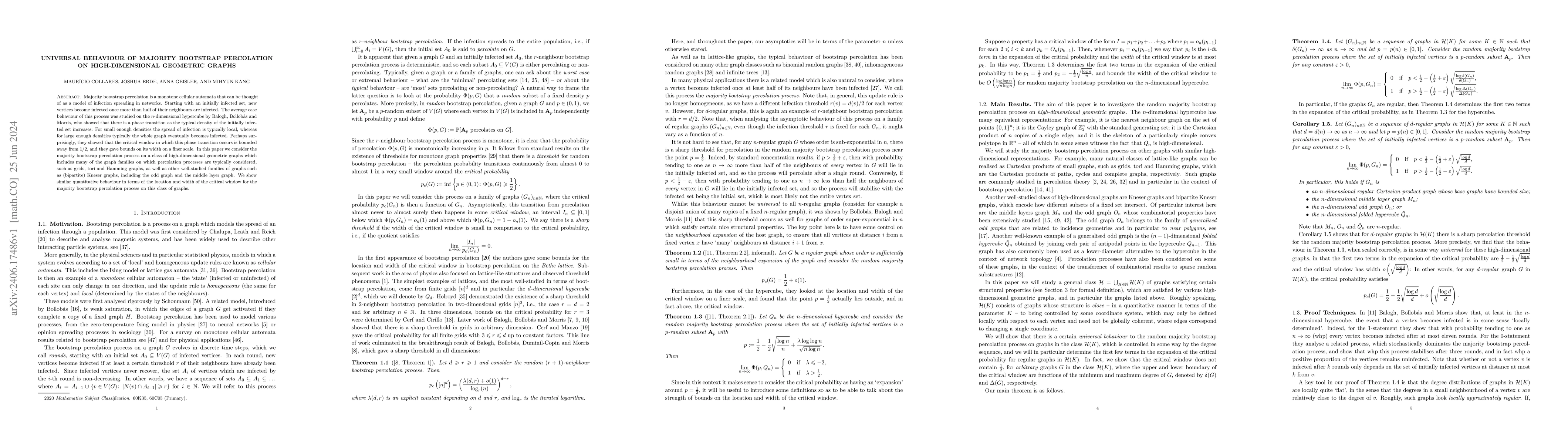 Thumbnail for Universal behaviour of majority bootstrap percolation on
  high-dimensional geometric graphs
