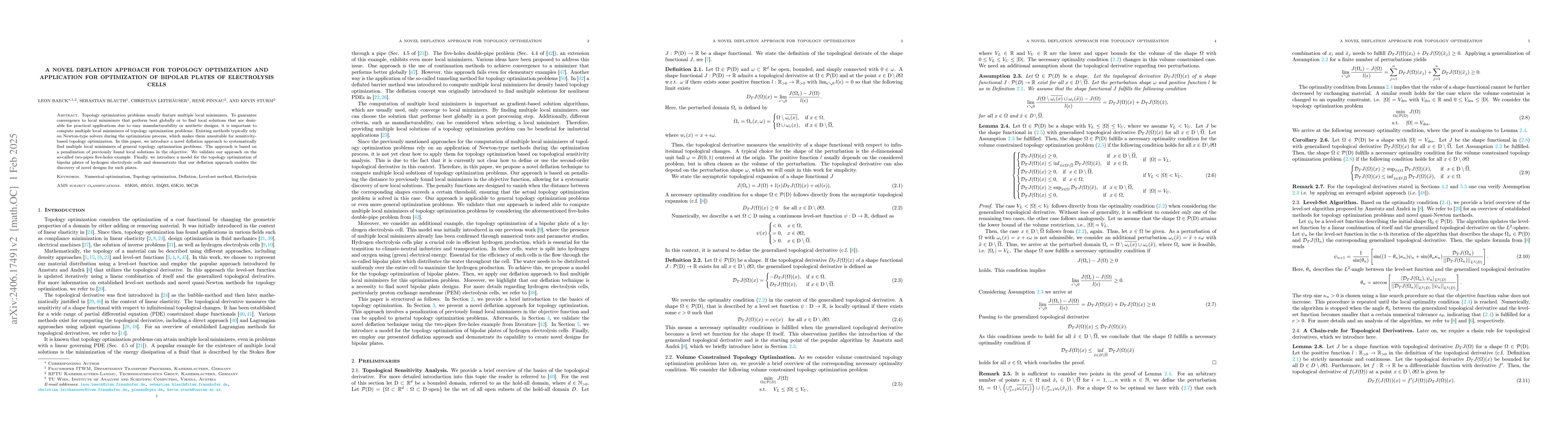 Thumbnail for A Novel Deflation Approach for Topology Optimization and Application for
  Optimization of Bipolar Plates of Electrolysis Cells