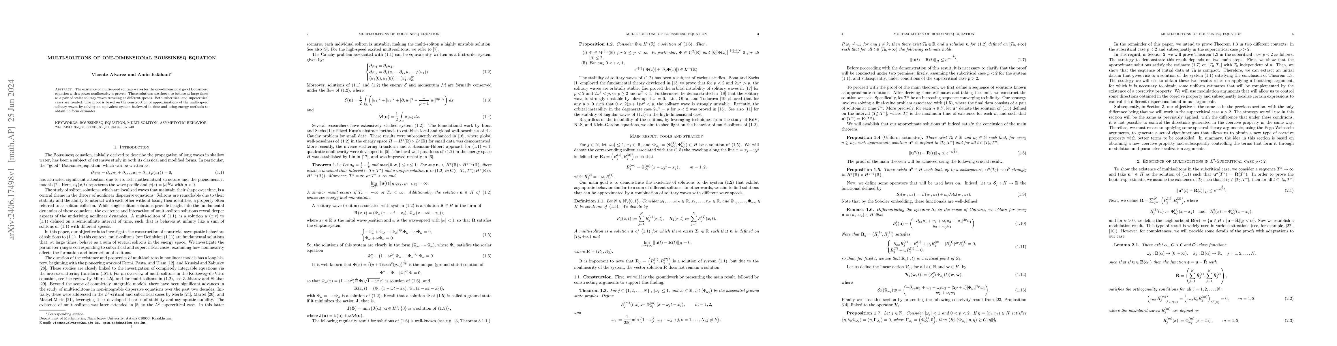 Thumbnail for Multi-solitons of one-dimensional Boussinesq equation