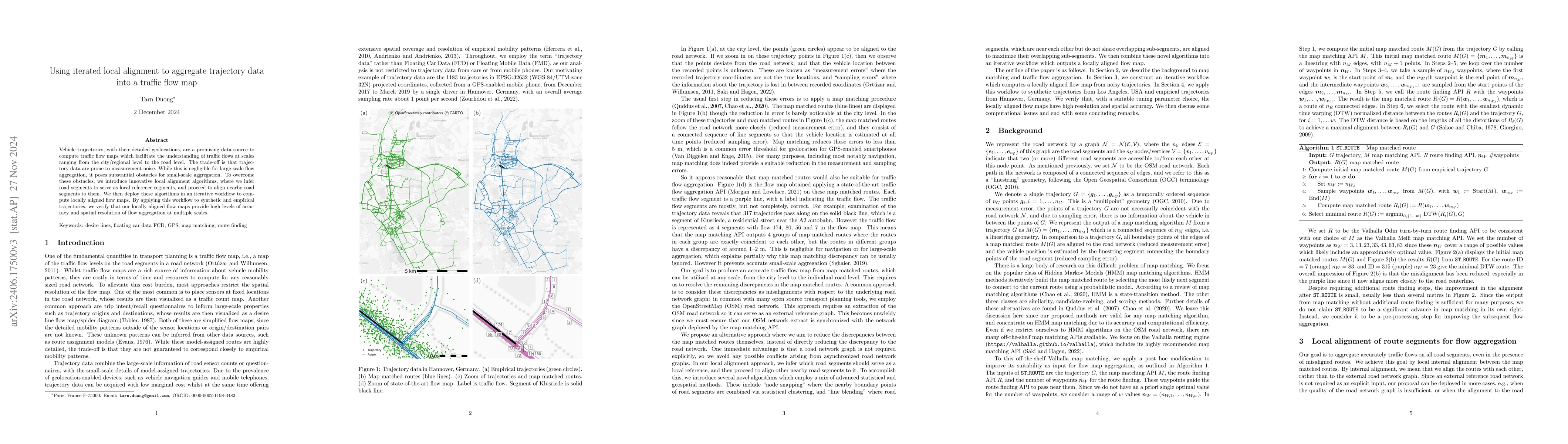 Thumbnail for Using iterated local alignment to aggregate trajectory data into a
  traffic flow map