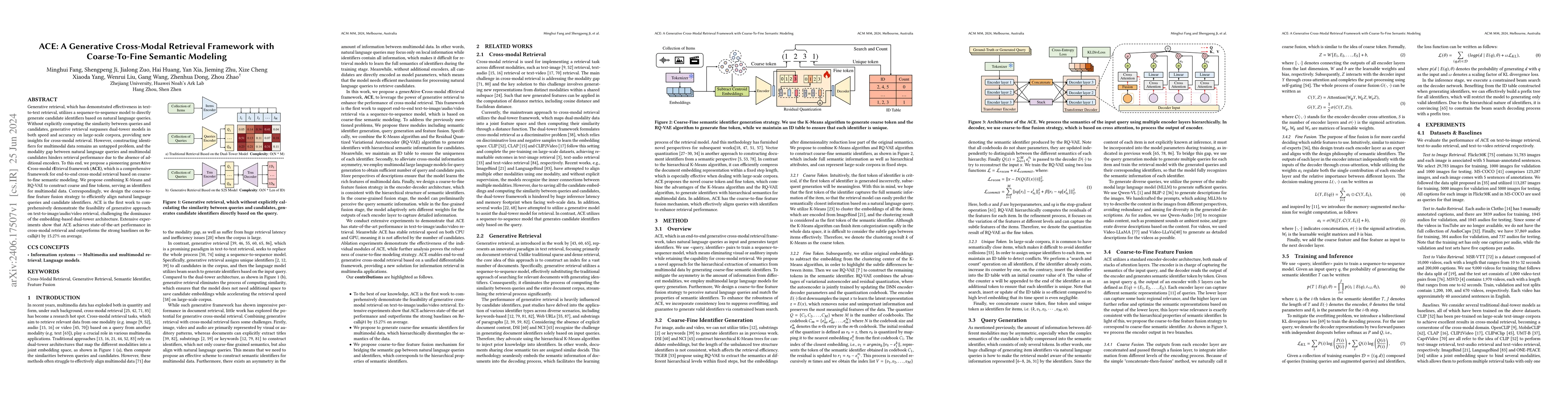 Thumbnail for ACE: A Generative Cross-Modal Retrieval Framework with Coarse-To-Fine
  Semantic Modeling