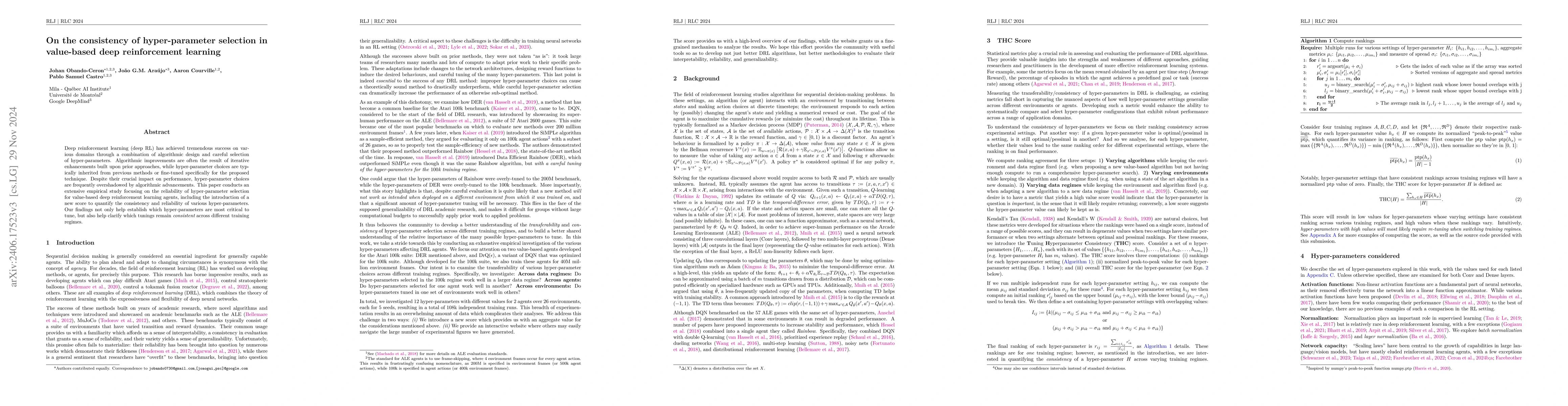 Thumbnail for On the consistency of hyper-parameter selection in value-based deep
  reinforcement learning