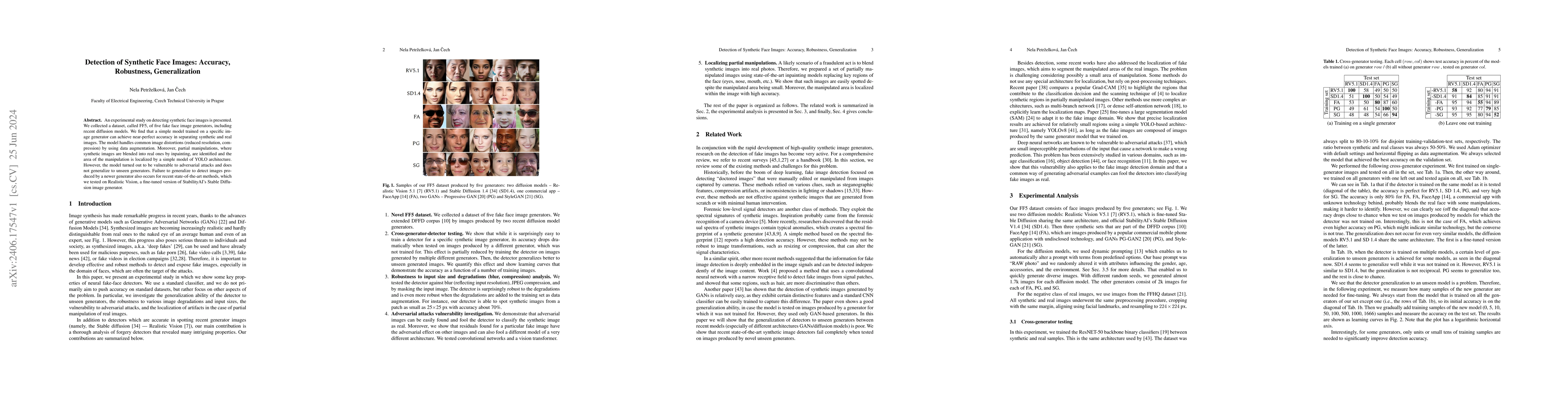 Thumbnail for Detection of Synthetic Face Images: Accuracy, Robustness, Generalization