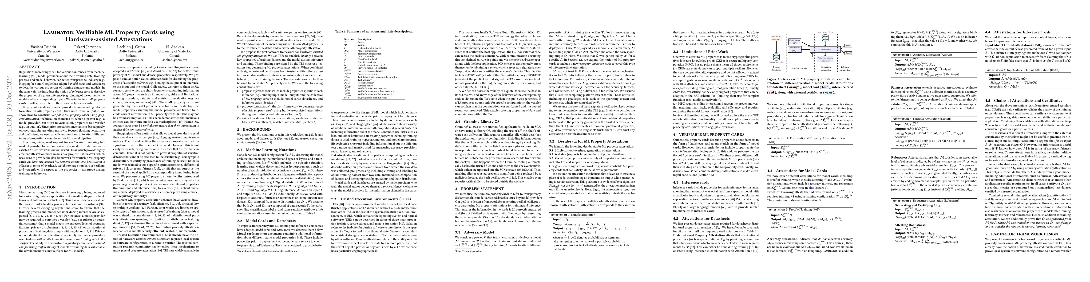 Thumbnail for Laminator: Verifiable ML Property Cards using Hardware-assisted
  Attestations